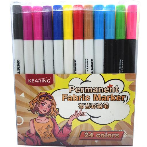 GetUSCart- Best Fabric Markers (PACK OF 24 PENS) Non-Toxic - Set of 24  Individual Colors - NO DUPLICATES - Bullet Tip - Machine Washable Paint -  Perfect for Writing on Clothes, Clothing, Jeans, Pants, and Shirts